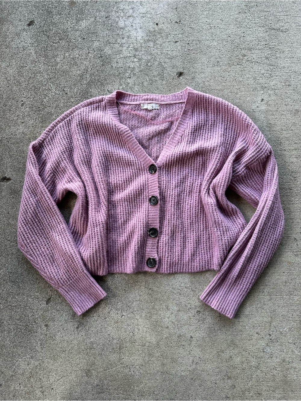 Chelsea & Violet Cropped V-Neck Button Front Sweater Cardigan